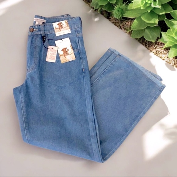 Sincerely Jules NWT Wide Leg Shimmer Sparkling Metallic  Blue Jeans Sm& Md - Picture 5 of 12